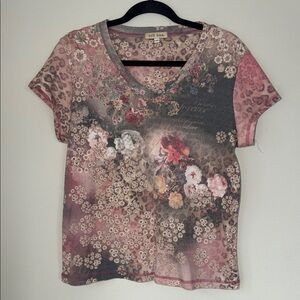 Vintage Y2K Xcite Floral Rhinestone Top